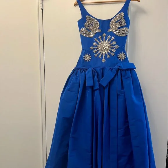 Alexander McQueen Cobalt Blue Embellished Midi Dress -  threedaughtersproperties.com
